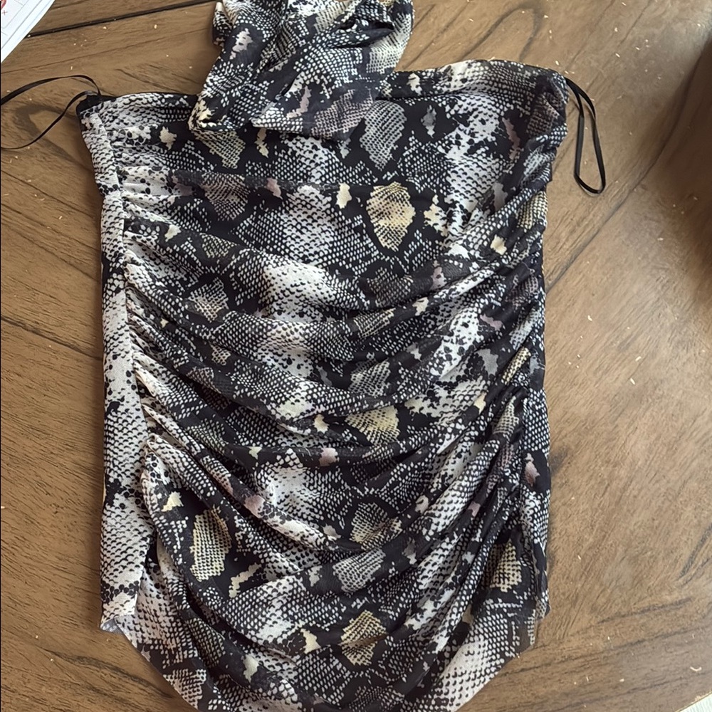 Snake Print Ruched Top